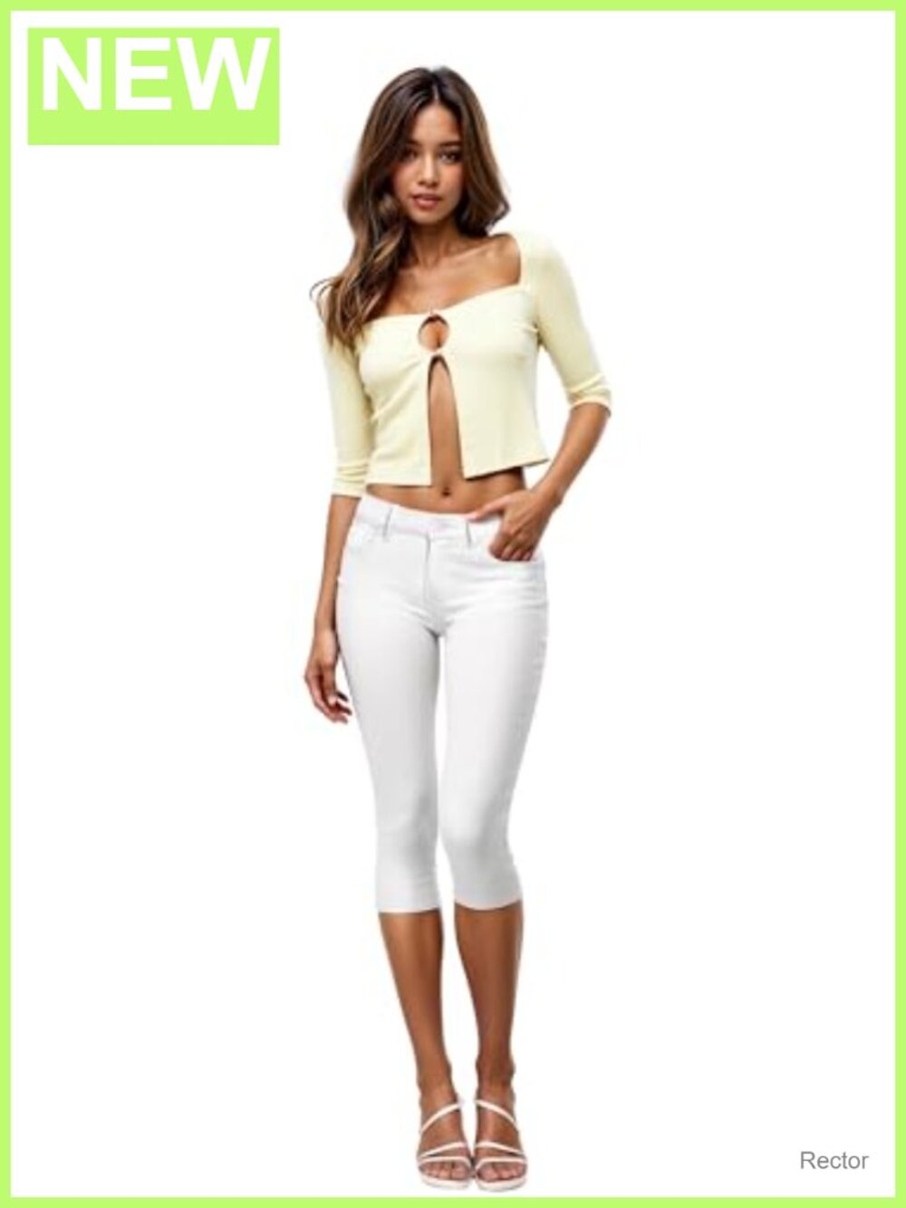 Women's Ultra Stretch Mid Rise Skinny Capri Pants with Pockets